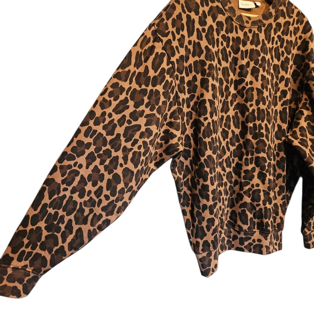 Women's Clare V Oversized Sweatshirt Animal Print Chocolate Double Jag XS - Picture 9 of 16